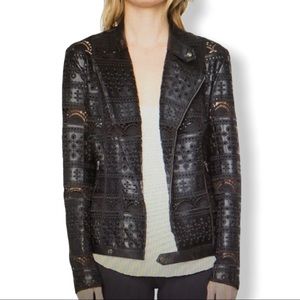 Willow & Clay Faux Leather & Lace Moto Jacket